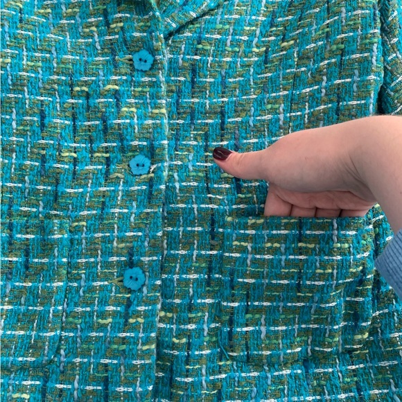 Y2K Laura Leigh Blue Tweed Blazer Size 4 - Picture 2 of 5